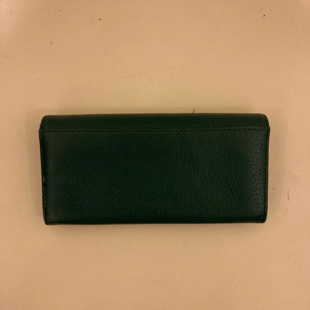 Michael Kors Dark Teal Pebbled Leather Wallet with Gold MK Emblem - Picture 5 of 13